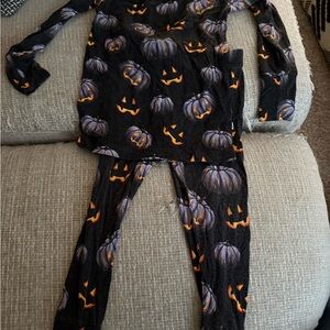 Spooky Pumpkin Kids Pajama Set - Black and Orange